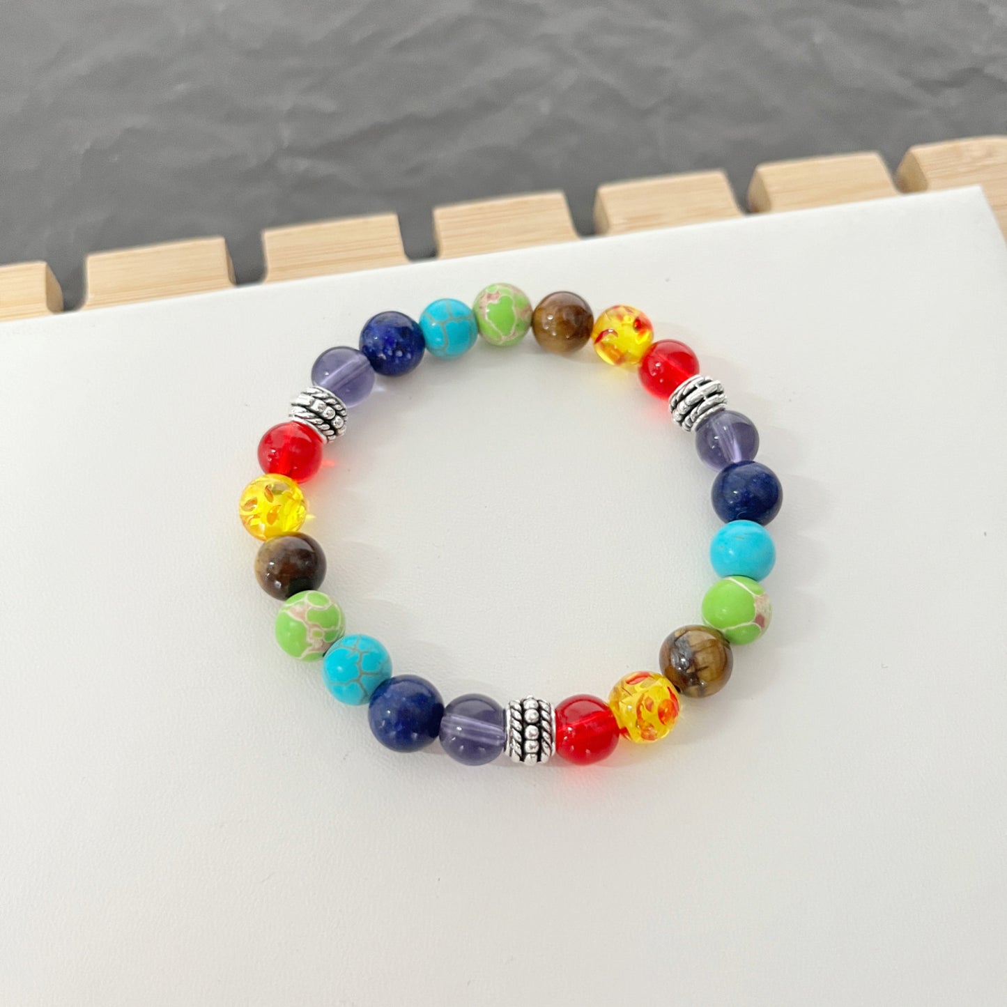 Women's & Men's Colorful Volcanic Rock Woven String Beads Crafts Bracelet