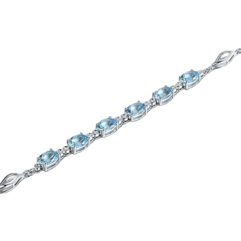 Synthetic Blue Crystal Gold Inlaid Zircon Color Bracelet