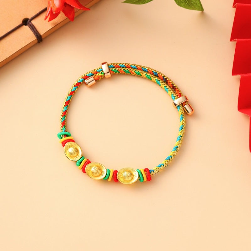 Children's Colorful Braided Rope Wrist String Safe Red Bracelet