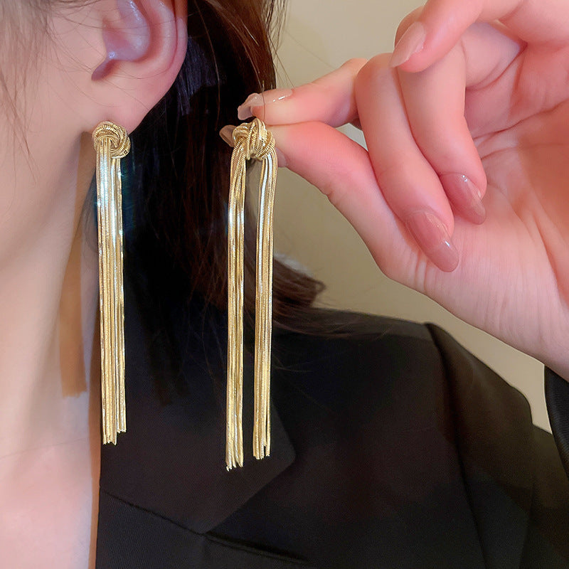 Women's Sier Needle Zircon Water Drops Tassel Fashionable Light Luxury High-grade Rings