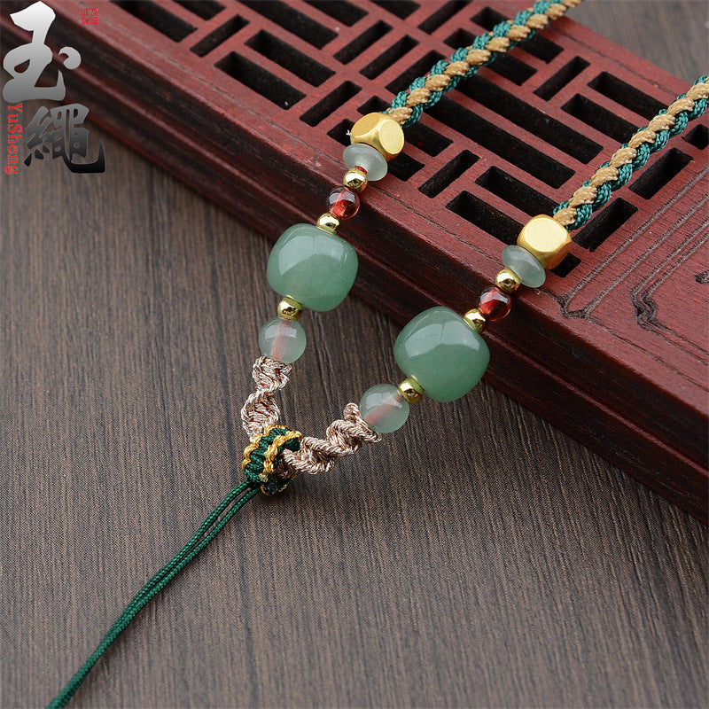 Comfortable Rope Emerald Jade Hand-woven Aventurine Necklaces