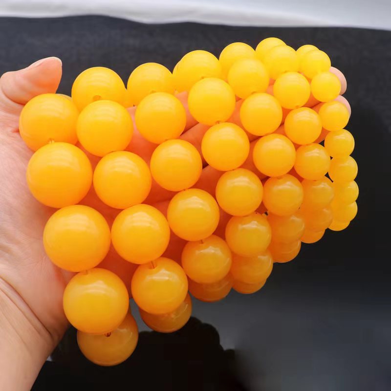 Women's & Men's Style Single Circle Yellow Chicken Grease Old Buddha Beads Live Bracelet
