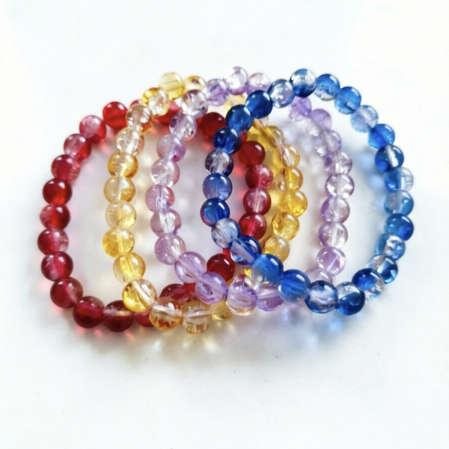 Female Two-color Transparent Micro Glass Bead Jade Broken Glazed Live Bracelet