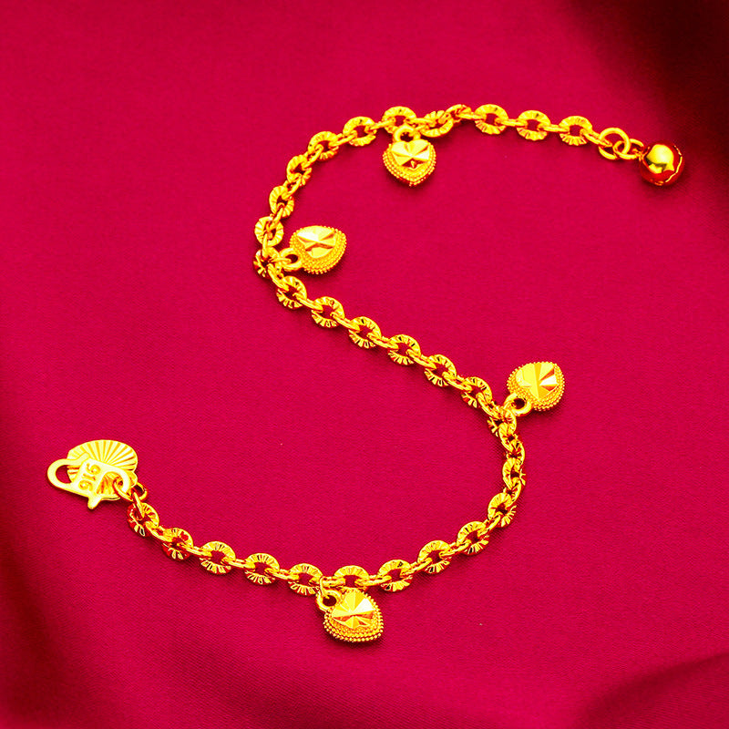 Casual Pretty Vietnam Placer Gold Heart Bracelets
