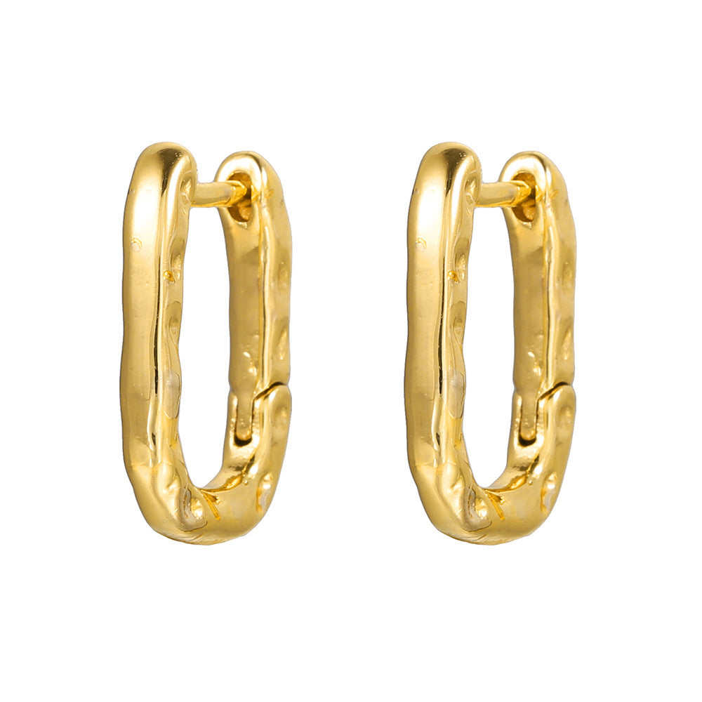 Copper Arc Geometric Design Real Gold Rings