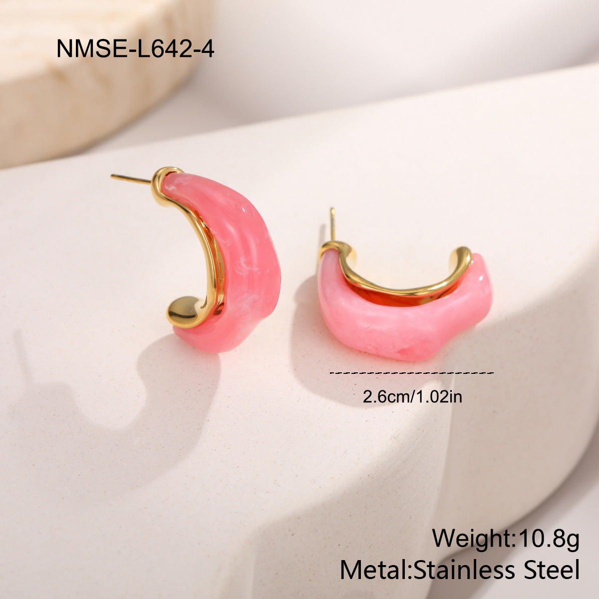 Stainless Steel Fresh Color Irregular Resin Female Niche Design Earrings