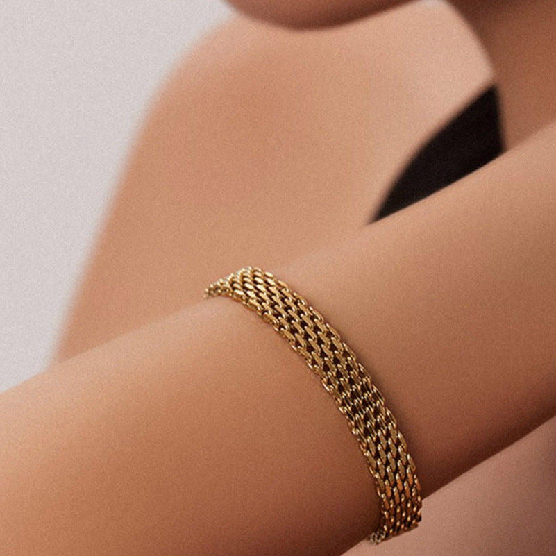 Chain Metal Rough Titanium Steel Female Clavicle Woven Snake Bones Bracelet
