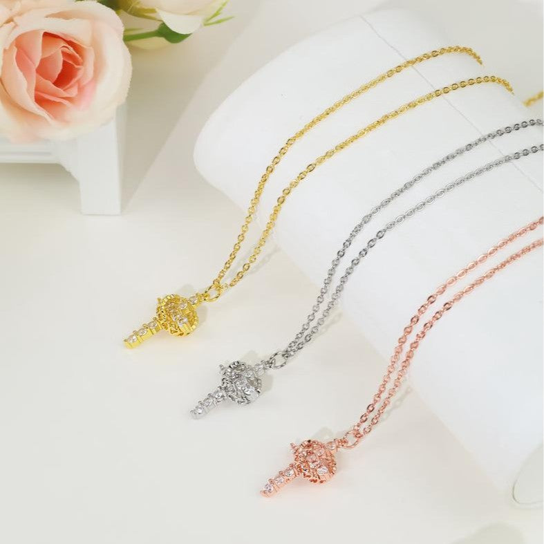 Women's Best-selling Cross Full Diamond Rotatable Love Mother's Day Necklace