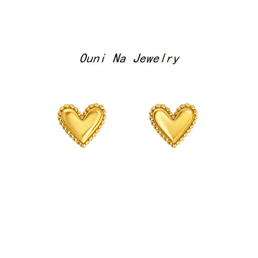 Women's Sterling Sier Gold-plated Mini Love Heart Simple Temperamental Stud Earrings