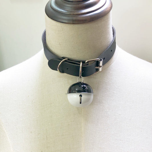 Big Bell Leather Neck Maid Style Drag Collar
