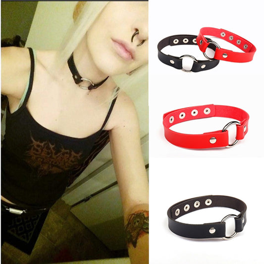 Style Trend Street Snap Punk Leather Rivet Necklaces