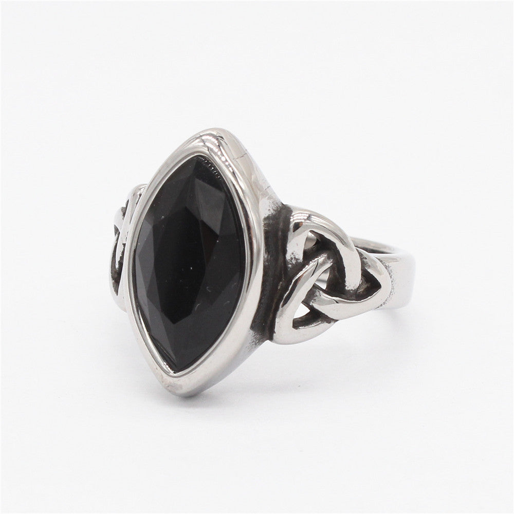 Nordic Viking Celtic Gemstone Titanium Steel Rings