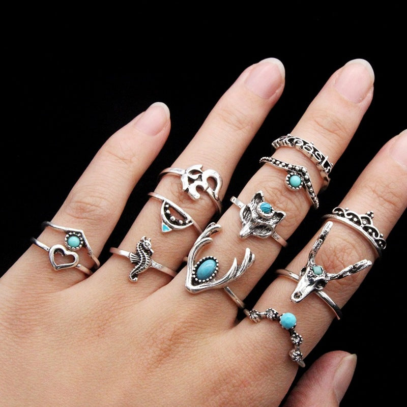 Combined Set Suit Bohemian Vacation Metal Rings