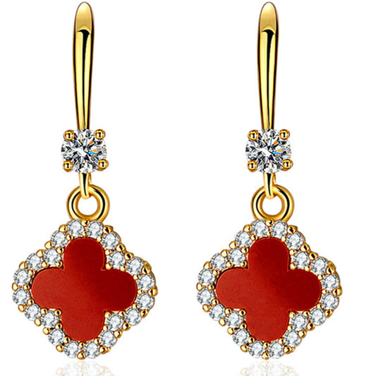 Stylish Women's Imitation Sier Clover Eardrops Ear Hook