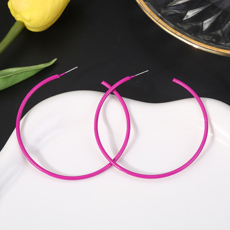 Exaggerated Metal Circle Paint Temperament Candy Earrings