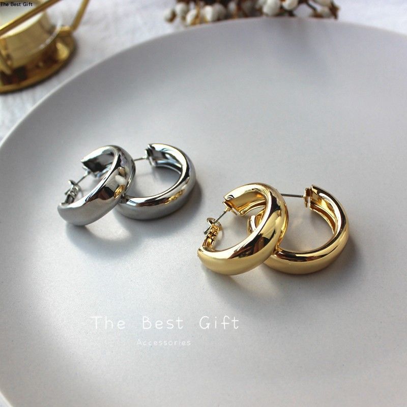 Metal Geometry Round Elegant High Sense Decoration Stud Earrings