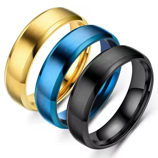 Women's & Men's Matte Double Bevel Titanium Steel Fashion Rings