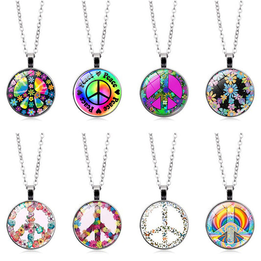 Women's Flower Peace Logo Time Stone For Vintage Necklaces