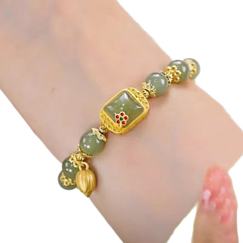 Chinese Style Square Sugar Lotus Beaded Female Exquisite Girlfriends Lucky Bracelet