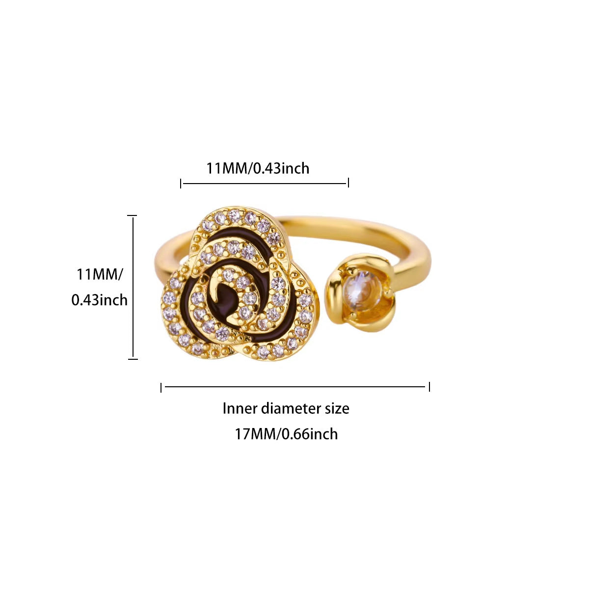 Simple Rose Series Stainless Steel Gold Plated Ring