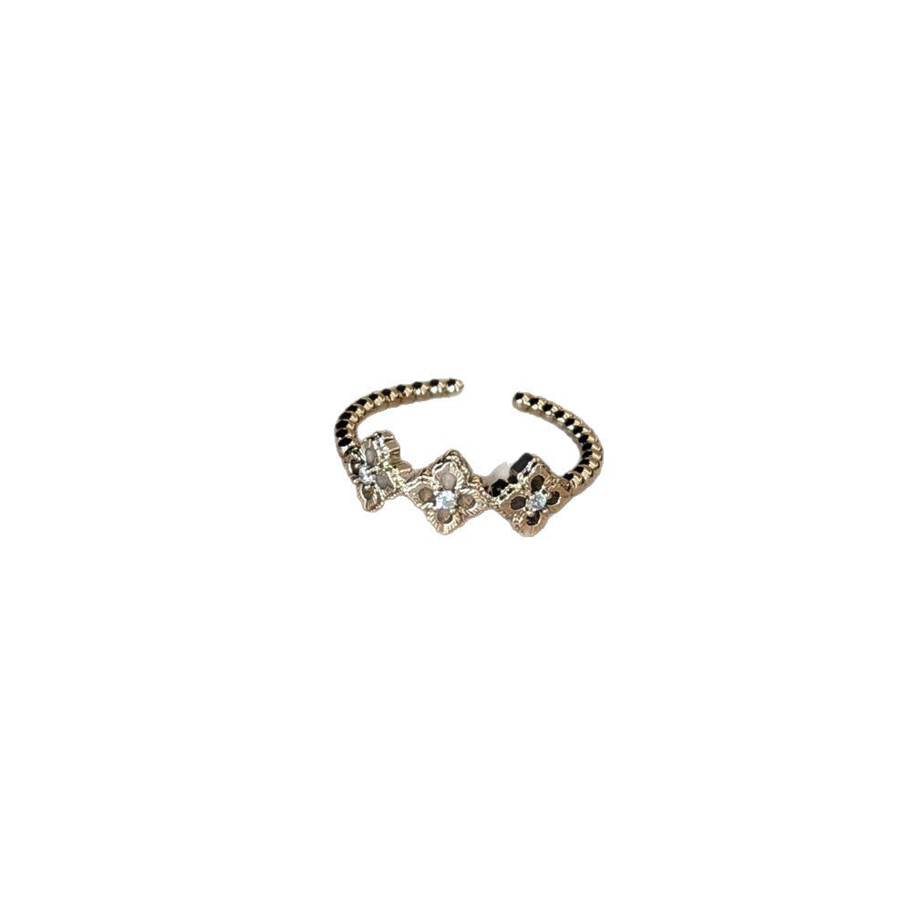 Women's Zircon Inlaid Niche High-grade Coffee Gold Light Luxury Exquisite Index Ring