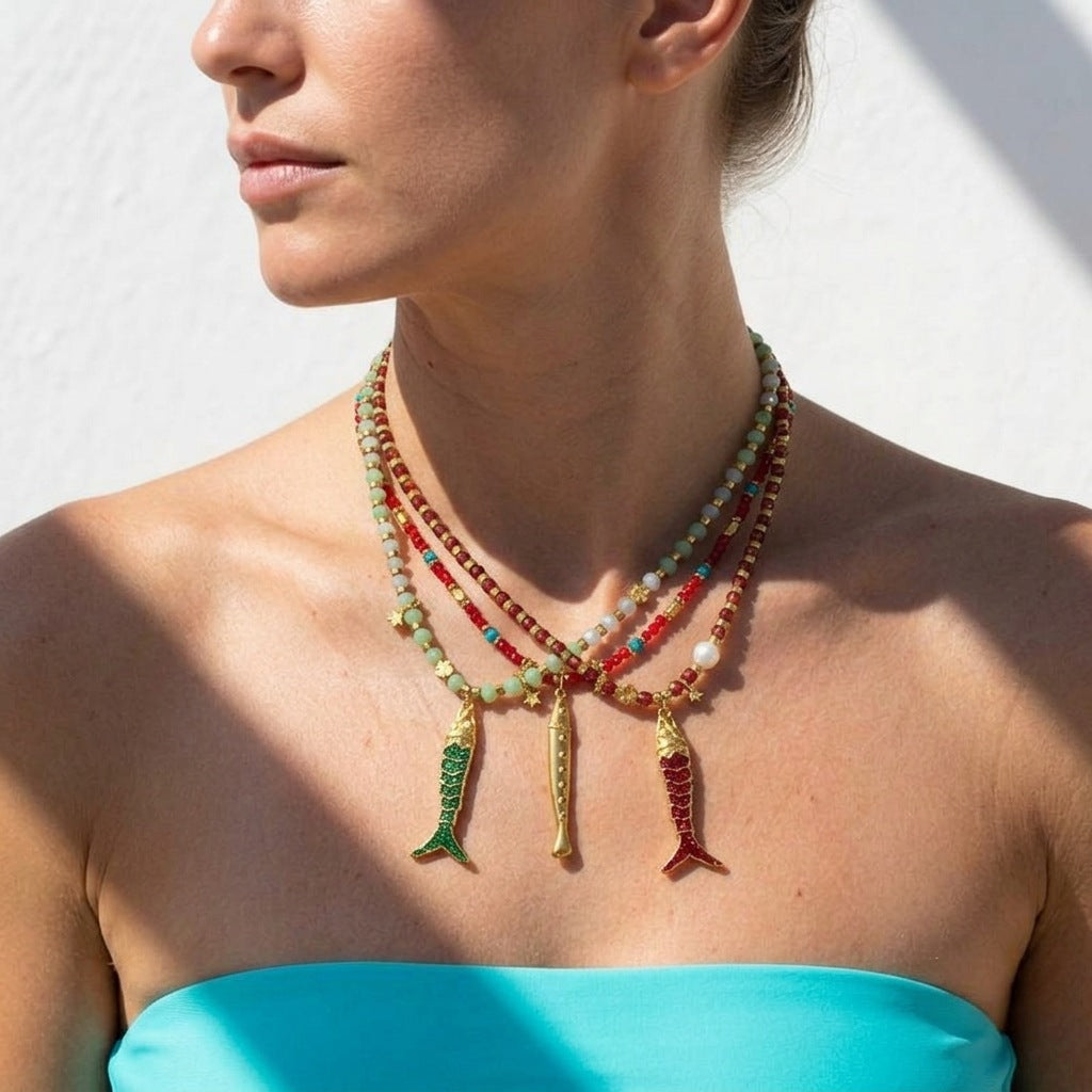 Women's Style Fish-shaped For Hawaii Vacation Handmade Natural Stone Necklace