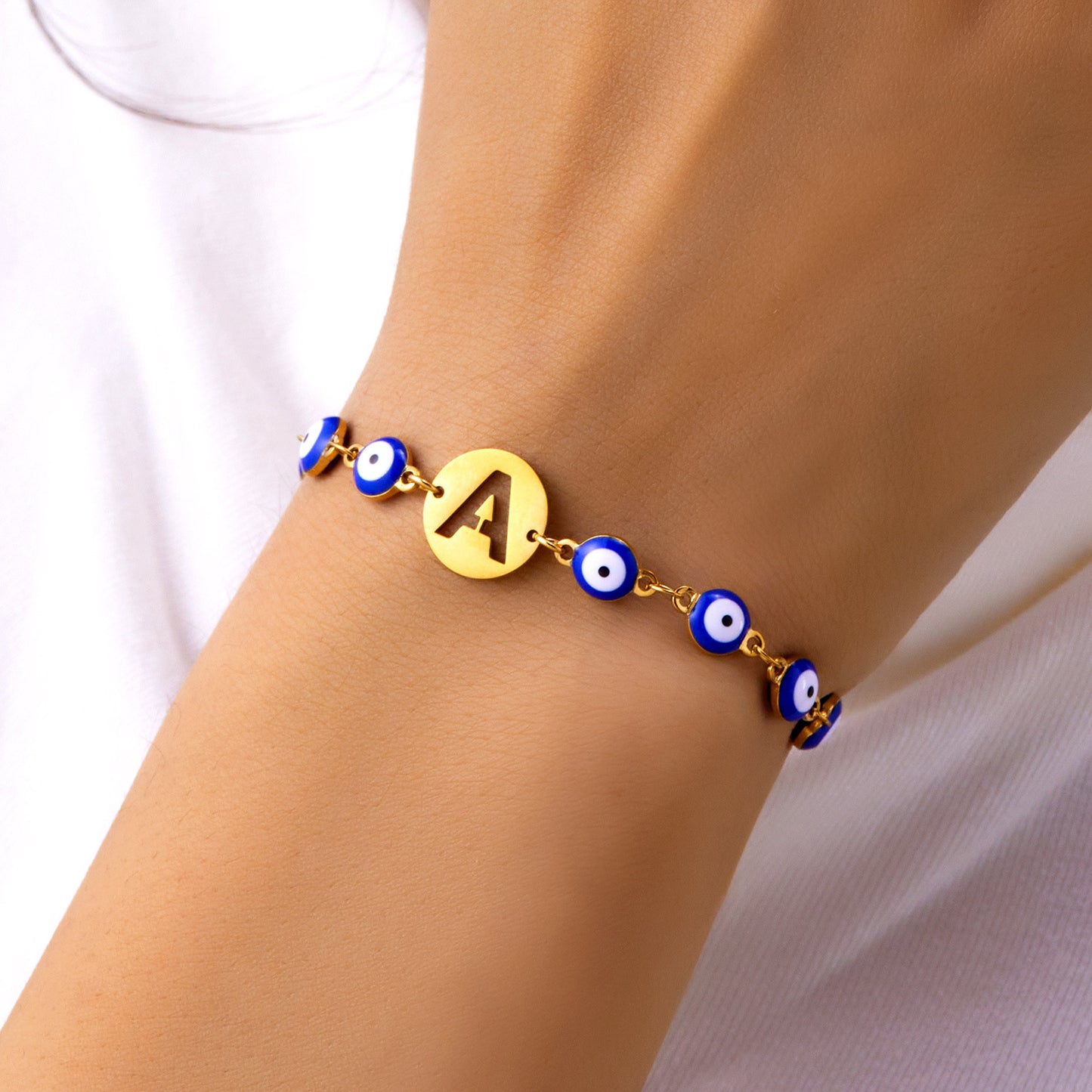 Women's Stainless Steel Devil's Eye Fashion Letters Bracelets