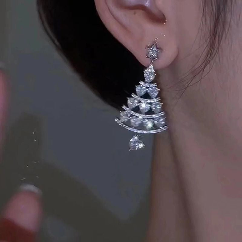 Women's Billion Ornament Christmas Tree High-grade Temperament Wild Earrings