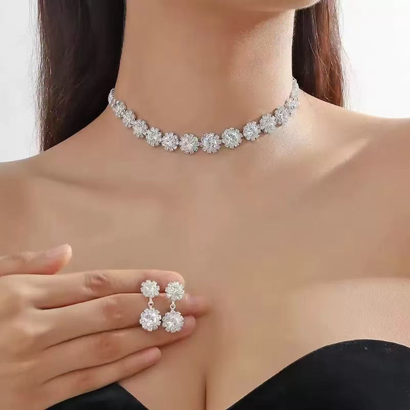 Women's Luxury Wedding Round Rhinestone Suit Jewelry Set