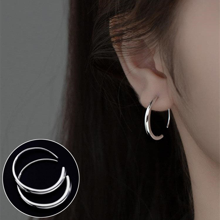 Women's French Style Hoop Design Simple Earclip Stud Earrings