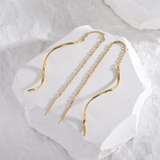 Style Spiral Elegant Long Geometric Ear Chain Sweet Personality Wavy Earrings