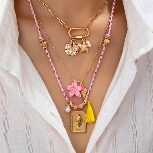 Fashion Popular Summer Starfish Flower Fish Pendants