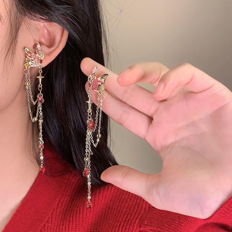 Blood Ripple Butterfly Red Niche Senior Stud Earrings