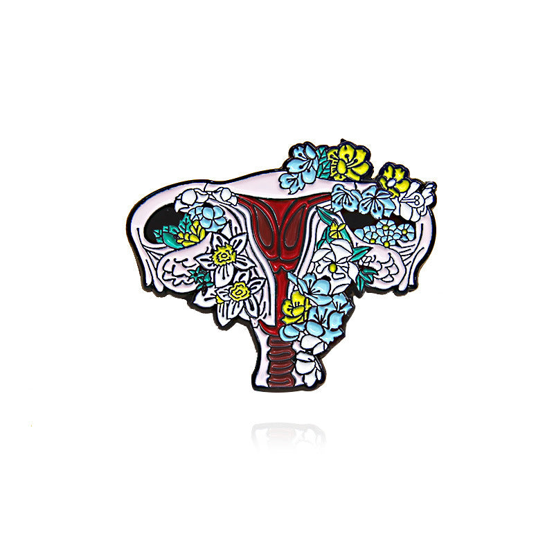 Series Badge Pink Lung Uterus Skeleton Brooches