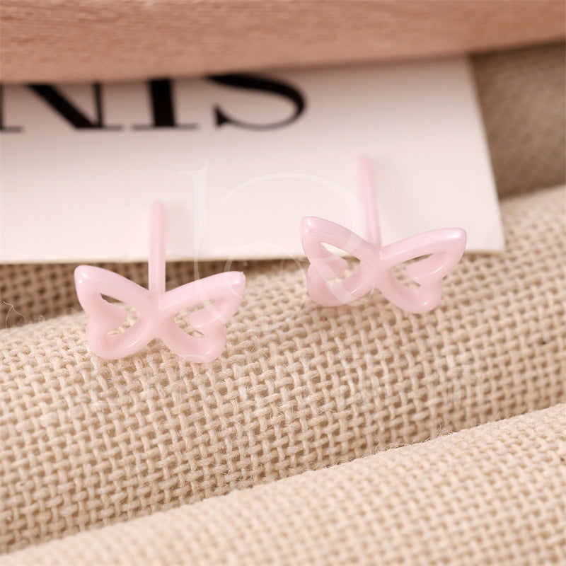Butterfly Integrated Biological Porcelain Tassel Zirconia Ceramic Ear Small Stud Earrings
