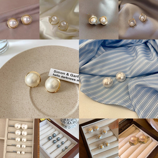 Sier Pearl Design Fashion Simple Style Earrings