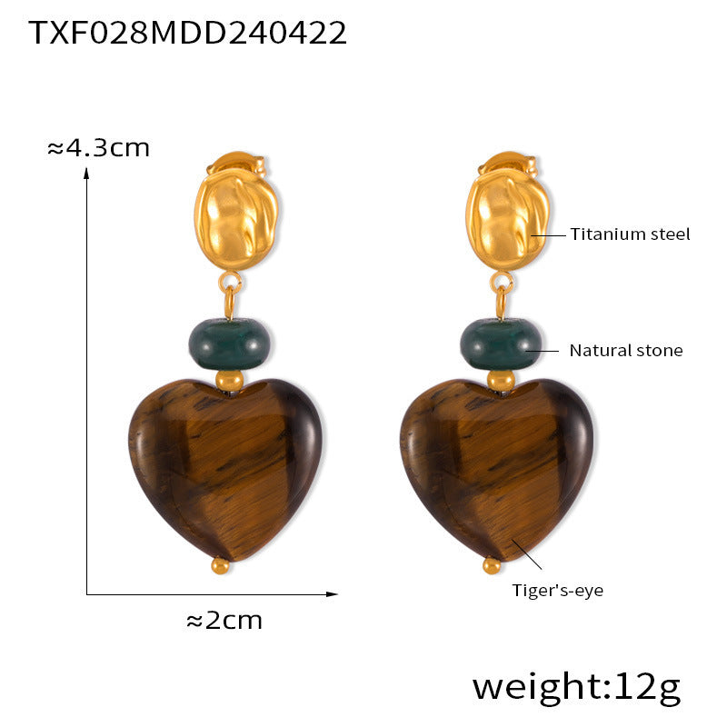 Retro Geometric Tigereye Graceful Personality Design Jewelry Set