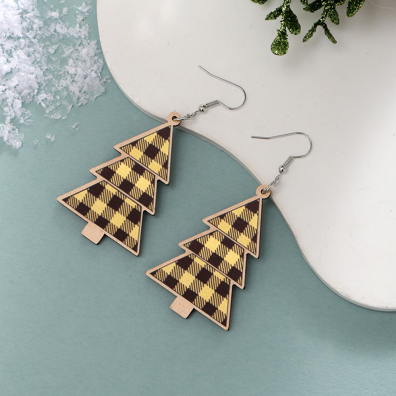 Christmas Tree Holiday Wood Piece Wooden Earrings