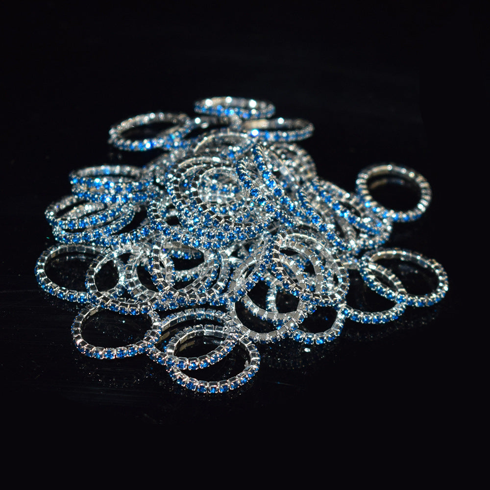 Korean Style Single Row Rhinestone Elastic Mixed Ring