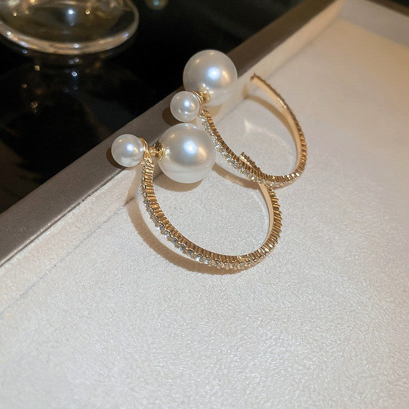 Fashion High-grade Zircon Pearl French Minority Retro Earrings