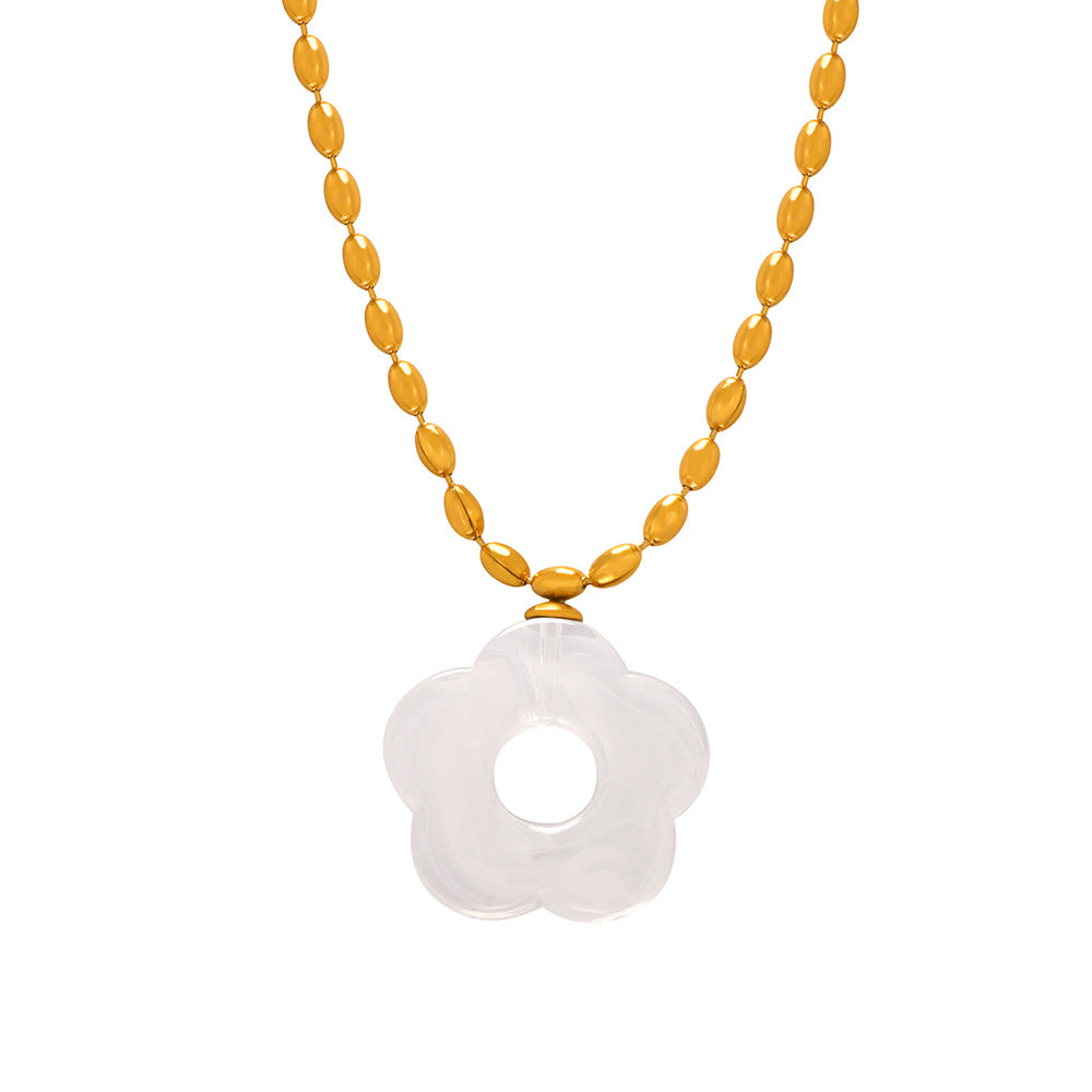 Women's Simple Sweet Fashion Titanium Steel Gold-plated Chain Flower Jewelry Set