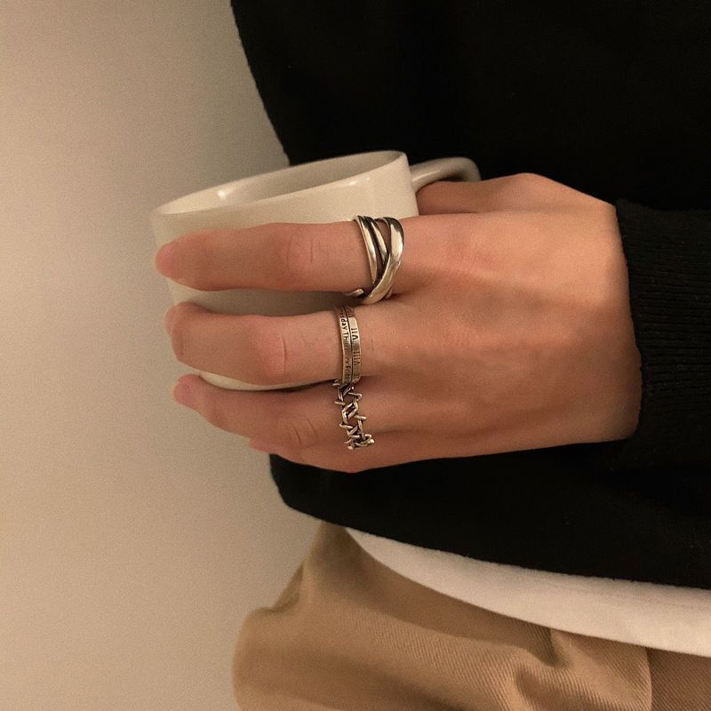 Women's & Men's Retro Simple Distressed Hip Hop Fashion Personalized Niche Design Rings
