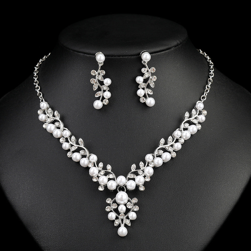 Palace Style Pearl Suite Female Bride Formal Dress Jewelry Set