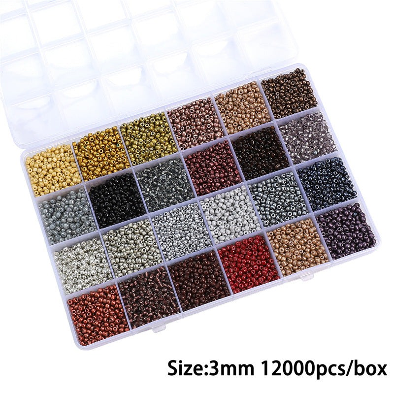 Grid Glass Color Straight Hole Bead Box Jewelry Accessories