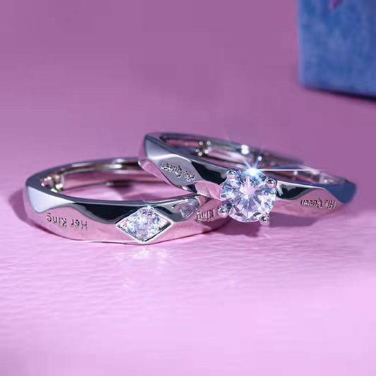 Women's & Men's Couple Open Mouth White Gold Plated Rings