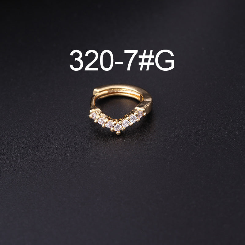 Korean Style Fashion Mini Zircon Small Piercing Star Moon Asymmetric Stud Earrings