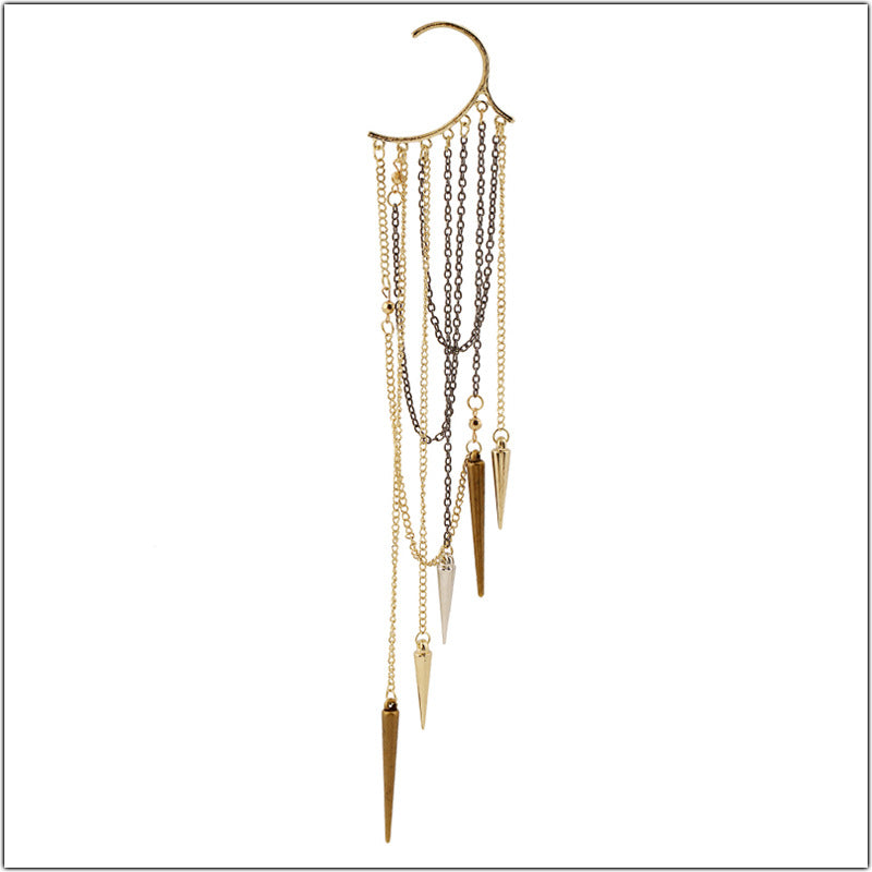 Fashion Unilateral Punk Nightclub Long Fringe Rivet No Piercing Ear Hook
