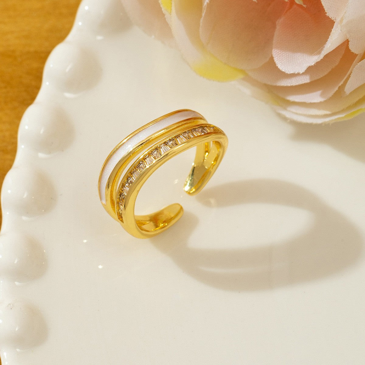 Temperament High Sense Loving Heart With Opening Adjustable Super Flash Ring