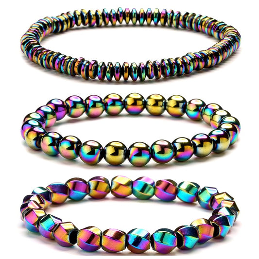 Fashion Stylish Men's Magnetic Haematite Beaded Bracelet