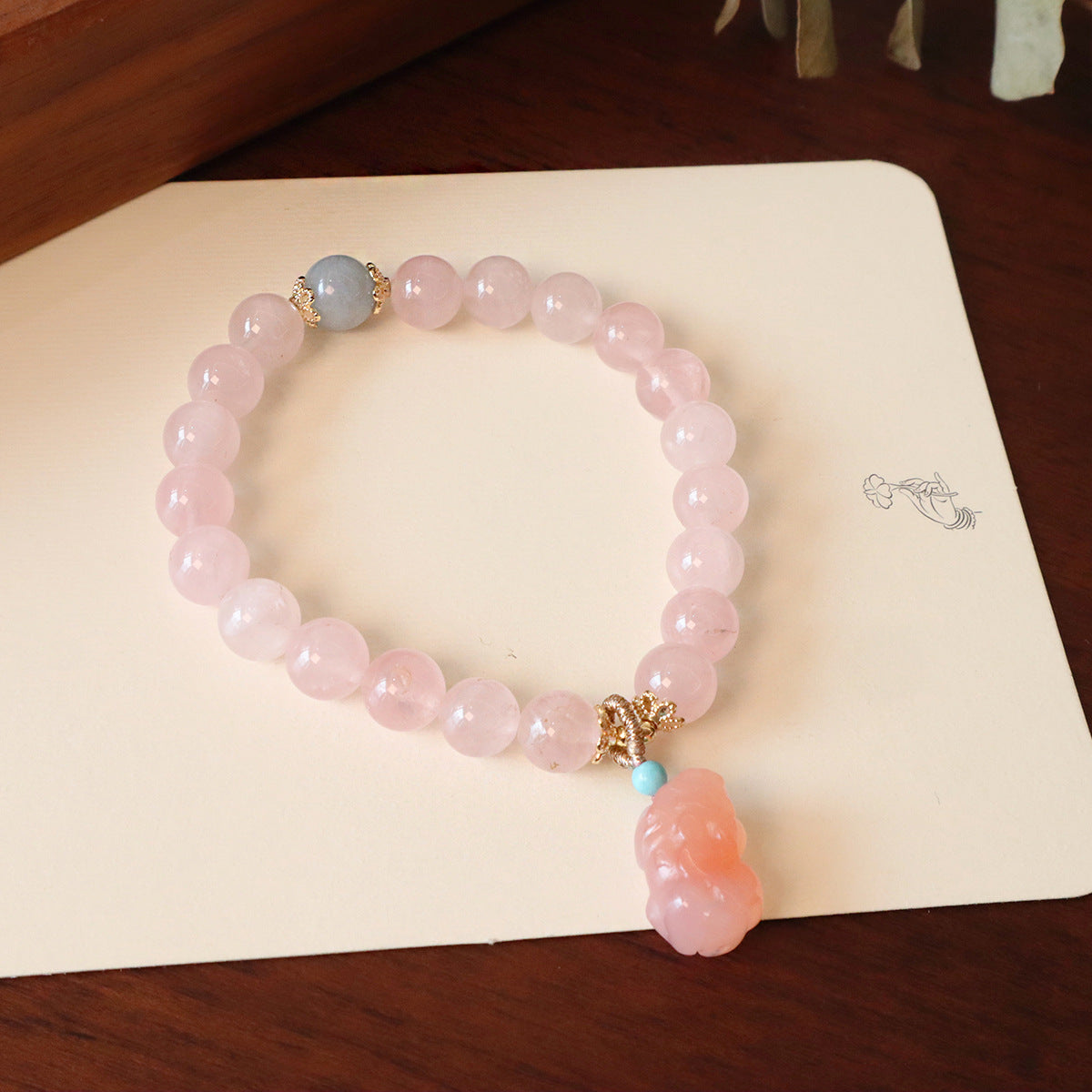 Chinese Style Fresh Natural Pink Crystal Peanut Lotus Bracelet